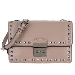 【MICHAEL KORS】Sloan Stud 黑鉚釘牛皮薄型三層斜背包(卡其)