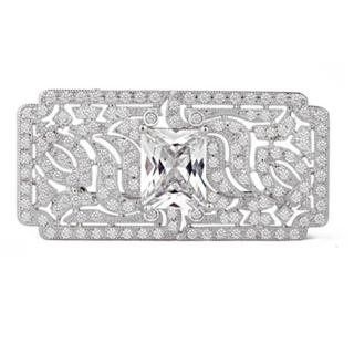 【米蘭精品】胸針鍍白金水晶胸章流行飾品(方形鑲鑽時尚大方情人節生日禮物首選4色73cw2)