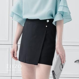【EIIZO】珍珠裝飾典雅雙層褲裙(黑)