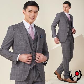 【極品西服】紳士優雅格紋仿毛小劍領西裝_灰格(AS633-3H)