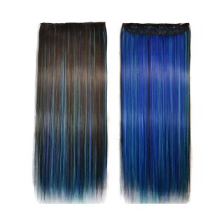 【狐狸姬】髮片一片無痕接髮片造型假髮髮片(藍桃染直髮)