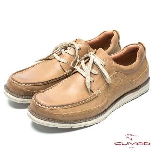 【CUMAR】陽光型男 時尚馬克縫線休閒鞋(土黃色)