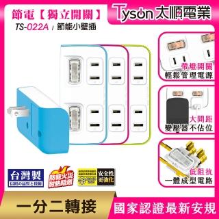 【Tyson太順電業】TS-022A 2切2座 2P便利型 節能小壁插