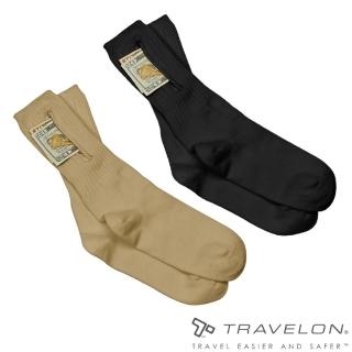 【Travelon美國防盜包】防盜藏錢安全襪L 2色可選(旅遊/防扒/藏錢/隱密/背包客 TL-12778-15 黃褐/黑)