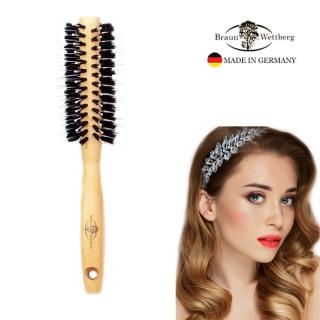 【德國BRAUN WETTBURG 珀薇】德國製 50MM FSC原木黑豚鬃珠珠纖維熱塑捲髮梳(蓬蓬空氣感捲髮)