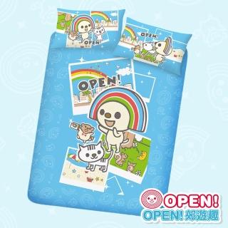 【享夢城堡】單人床包枕套3.5x6.2二件式組(OPEN小將 郊遊趣-藍)