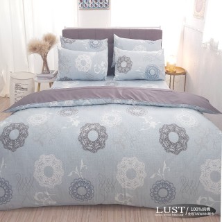 【LUST生活寢具】《夏日蘿芙》100%純棉、單人3.5尺精梳棉床包/枕套組《不含被套》、台灣製