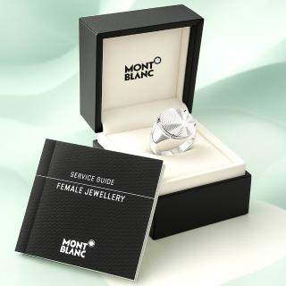 【MONT BLANC 萬寶龍】六角星圓形寬版純銀戒指(50號/52號/54號)