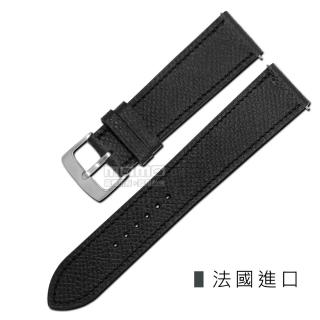 【Watchband】HERMES 愛馬仕-法國進口柔軟簡約質感車線高級替用真皮錶帶(黑色)