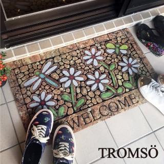 【TROMSO】戶外植絨橡膠厚實刮泥大地墊-春日花語(戶外地墊踏墊)
