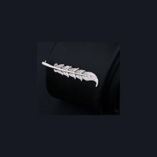 【拉福】領帶夾銀葉領帶夾領夾(銀色)