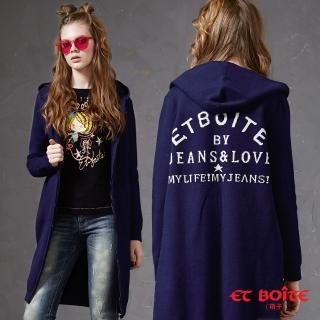 【BLUE WAY】LOGO針織連帽長版外套