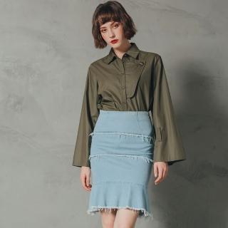 【Who Cares】優雅抽鬚魚尾牛仔裙(牛仔裙)