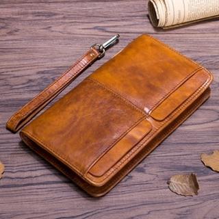 【米蘭精品】手拿包真皮包包(休閒復古大容量長款男皮件情人節生日禮物2色73lu26)