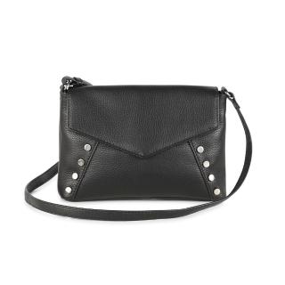 【MARKBERG】Cana 丹麥手工牛皮率性雙排鉚釘肩揹包 斜背包/側揹包(極簡黑)