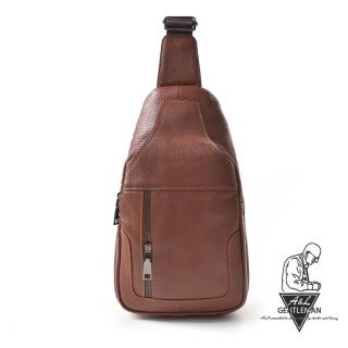 【A&L老工匠紳士】韓國時尚進口全真牛皮胸斜背包V0157復古棕(復古棕)