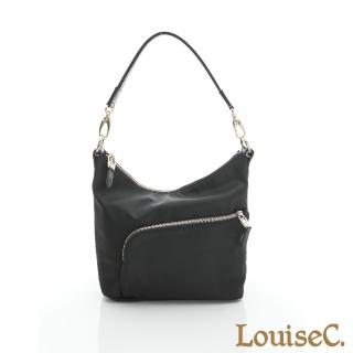 【LouiseC.】簡約肩背小包-尼龍+牛皮-黑色(05N37-0040A05)