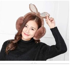 韓風 絨毛兔耳朵耳罩-棕色(雜誌款 保暖耳罩 聖誕裝扮禮物)