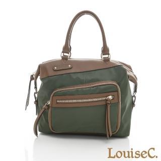 【LouiseC.】個性多功能後背包-尼龍+牛皮-綠色(04Z36-0059A08)
