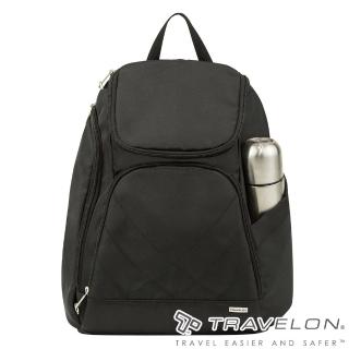 【Travelon美國防盜包】TL-42310-15 黑(簡單素面風格經典防盜雙肩後背包 休閒旅遊/防割鋼網/RFID個資防盜)