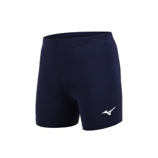 【MIZUNO 美津濃】男女五分緊身短褲-慢跑 路跑 美津濃 丈青白(U2TB8G1114)
