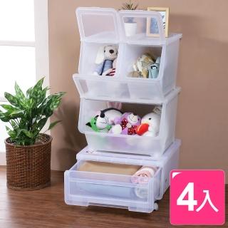 【真心良品】安居小資組直取式抽屜可疊收納箱4件組(附輪)