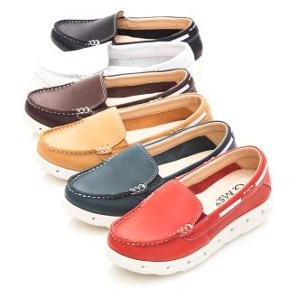 【GMS】MIT輕量超軟Q-牛皮素面莫卡辛休閒鞋(白色)