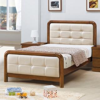 【AS】歐尼斯特3.5尺米白皮實木床台-113.6x199.9x103cm