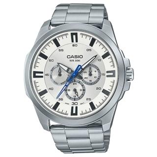 【CASIO 卡西歐】三眼男錶 不鏽鋼錶帶 防水50米 滑動式錶針(MTP-SW310D-7A)