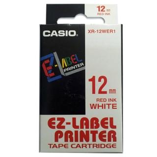 【CASIO 卡西歐】標籤機專用色帶-12mm白底紅字(XR-12WER1)