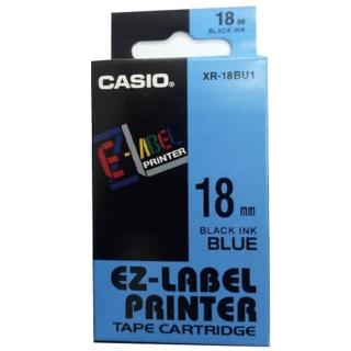 【CASIO 卡西歐】標籤機專用色帶-18mm藍底黑字(XR-18BU1)