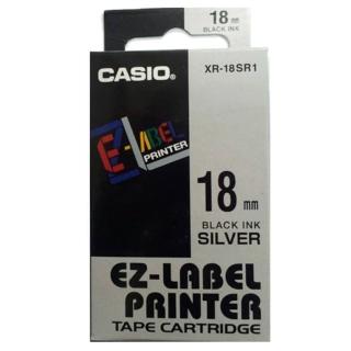 【CASIO 卡西歐】標籤機專用色帶-18mm銀底黑字(XR-18SR1)
