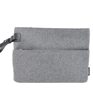 【agnes b.】羊毛大手拿包-深藍(灰)