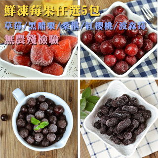 【幸美生技】進口鮮凍莓果任選5包-草莓/黑醋栗/桑椹/紅櫻桃/波森莓(1000g/包)