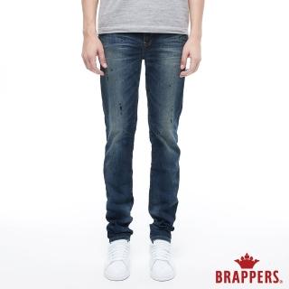 【BRAPPERS】男款 HM-中腰系列-中腰彈性黑潑漆直筒褲(藍)