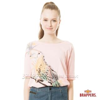 【BRAPPERS】女款 彩鸚不對稱連袖上衣(粉紅)