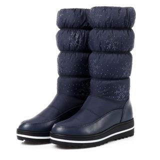 【Sp house】歐美時尚羽絨防潑水保暖太空靴(經典藍全尺碼)
