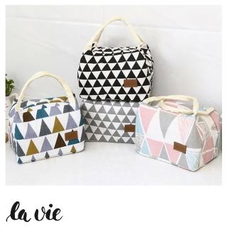 【La Vie】手提加厚幾何系列保溫便當袋外出包(四色可選)