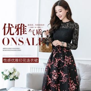 【BRIGA SNX1112】BRIGA SNX1112設計師款印花寬鬆休閒時尚韓版百搭中長款連衣裙(SNX1112)