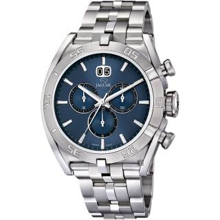 【JAGUAR 積架】EXECUTIVE 運動計時手錶-藍x銀/46mm(J654/5)