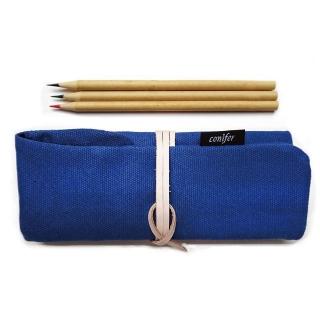 【綠的事務用品】Tissu牛津四格綁繩筆袋-藍