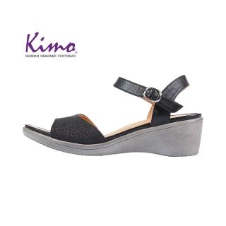 【Kimo】簡約造型設計羊皮楔型涼鞋(暗夜黑K18SF136013)