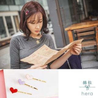 【HERA 赫拉】極簡日系甜美文藝愛心髮夾2入組(顏色隨機)