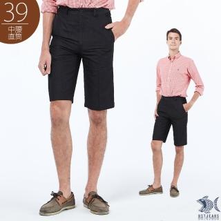 【NST JEANS】黑色巴比倫 彈性x冰涼纖維 男大尺碼40腰斜口袋休閒短褲-中腰(397-25872)