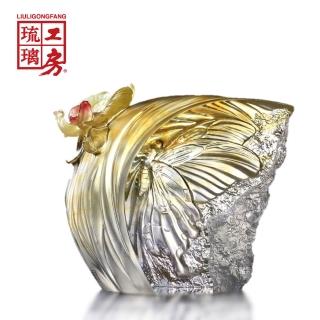 【琉璃工房】蝶舞春花(適合榮昇、退休、企業贈禮、結婚、新居喬遷)
