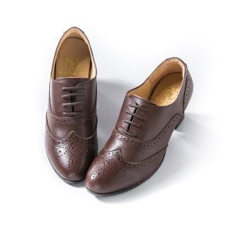 【ALAIN DELON 亞蘭德倫】復古雕花綁帶粗跟牛津鞋A97003(黑  咖  棕)