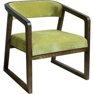 【YOI傢俱】克林姆休閒椅 綠/花紋2色可選 休閒椅/餐椅/布面/實木單人椅(YLD-9217)