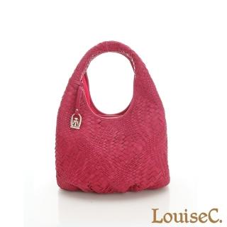 【LouiseC.】羊皮手工編織水滴肩背包-小款-桃紅色(02L05-0022A14)