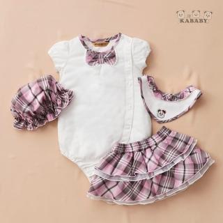 【金安德森】春夏彌月禮盒-俏麗格子裙套裝(米色/粉格)