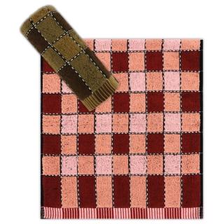 【Gemini 雙星】NO.3紅棕摩登格毛巾(日本前染色紗摩登時尚設計)